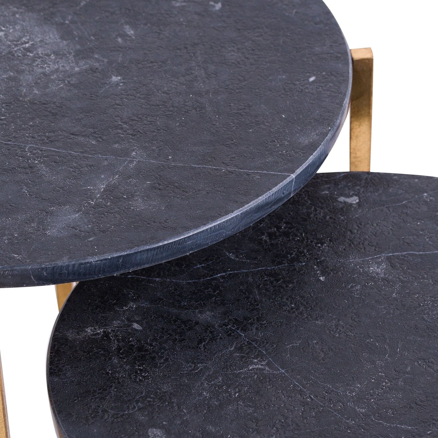 Set of two Gold and black marble Tables