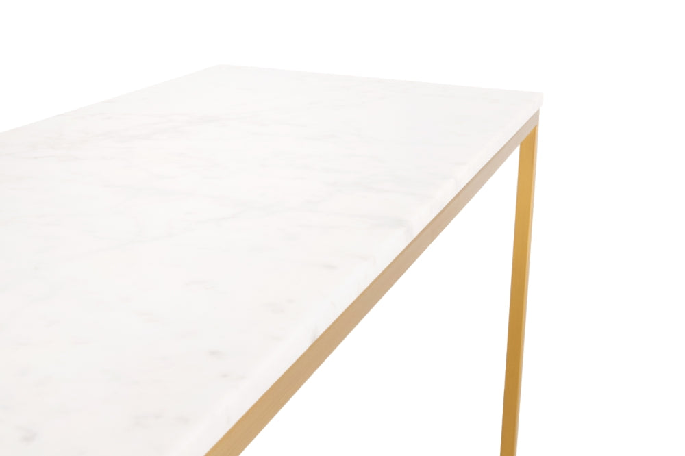 RV Astley Faceby Console Table Brushed Gold and Marble