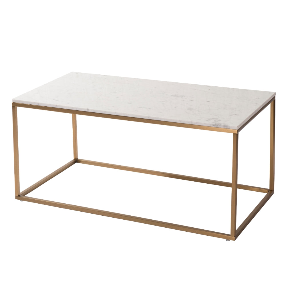 RV Astley Faceby Coffee Table Brushed Gold and Marble