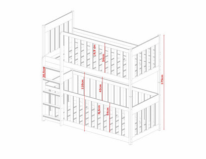 Wooden Bunk bed Konrad with Cot Bed