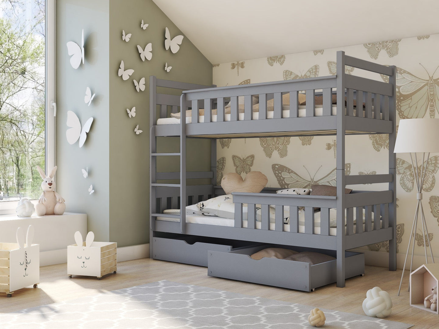 Wooden Bunk bed Tezo with Storage