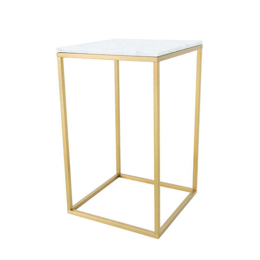 RV Astley Faceby Side Table Brushed Gold and Marble