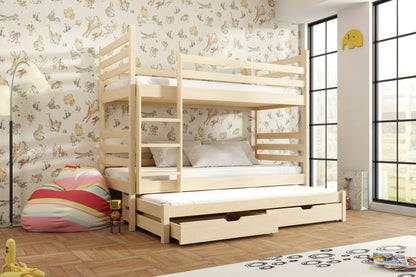 Wooden bunk bed Tomi with Trundle Storage